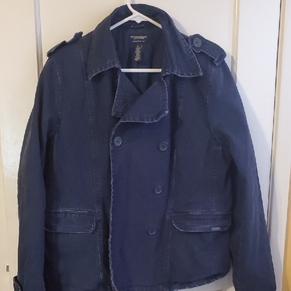 American Eagle Outfitters Blue Blazer Double-Breasted Hip-Length